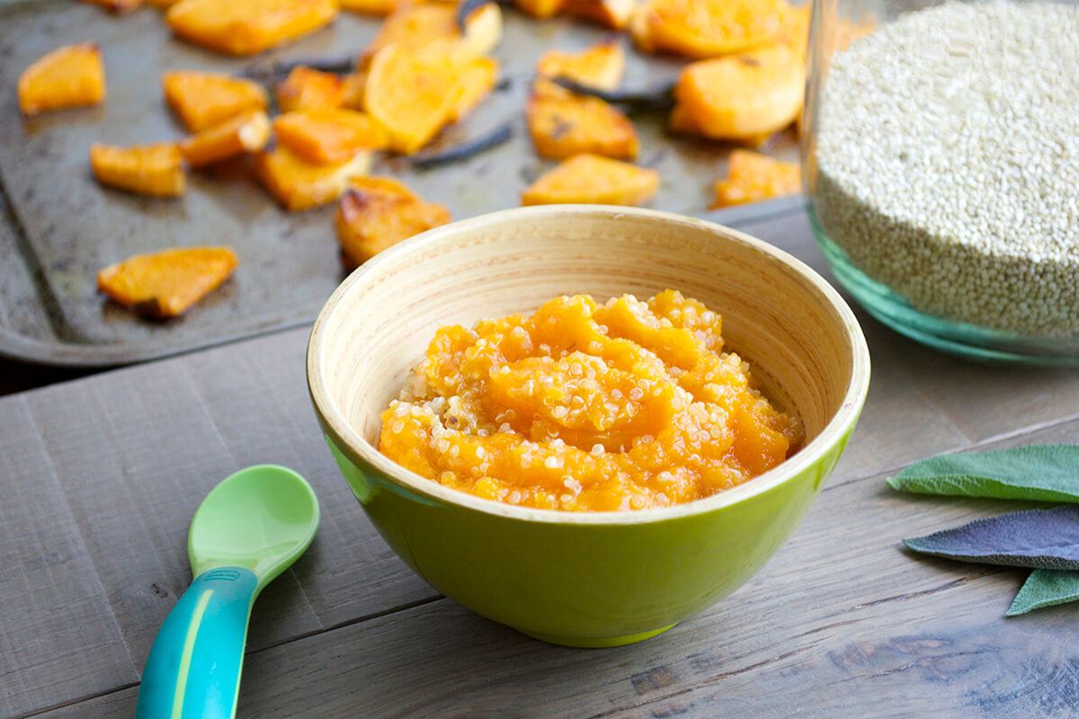 Butternut squash puree in a small bowl